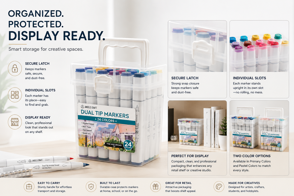 Dual-Tip Alcohol Marker Sets (24-Count) - Non Toxic