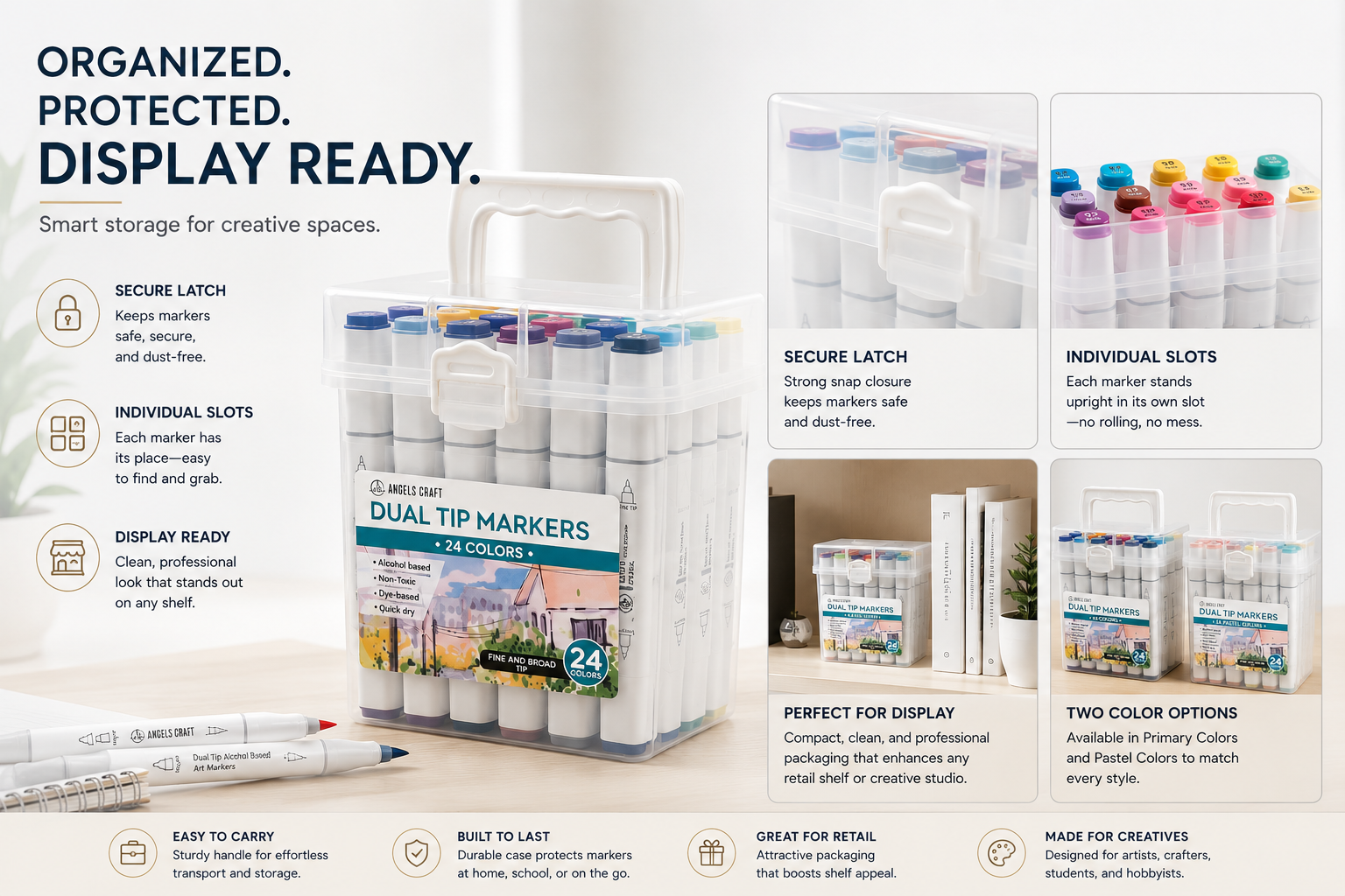 Dual-Tip Alcohol Marker Sets (24-Count) - Non Toxic