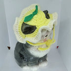 Crochet Lemon Hat - Cat Bonnet - Pet Hat