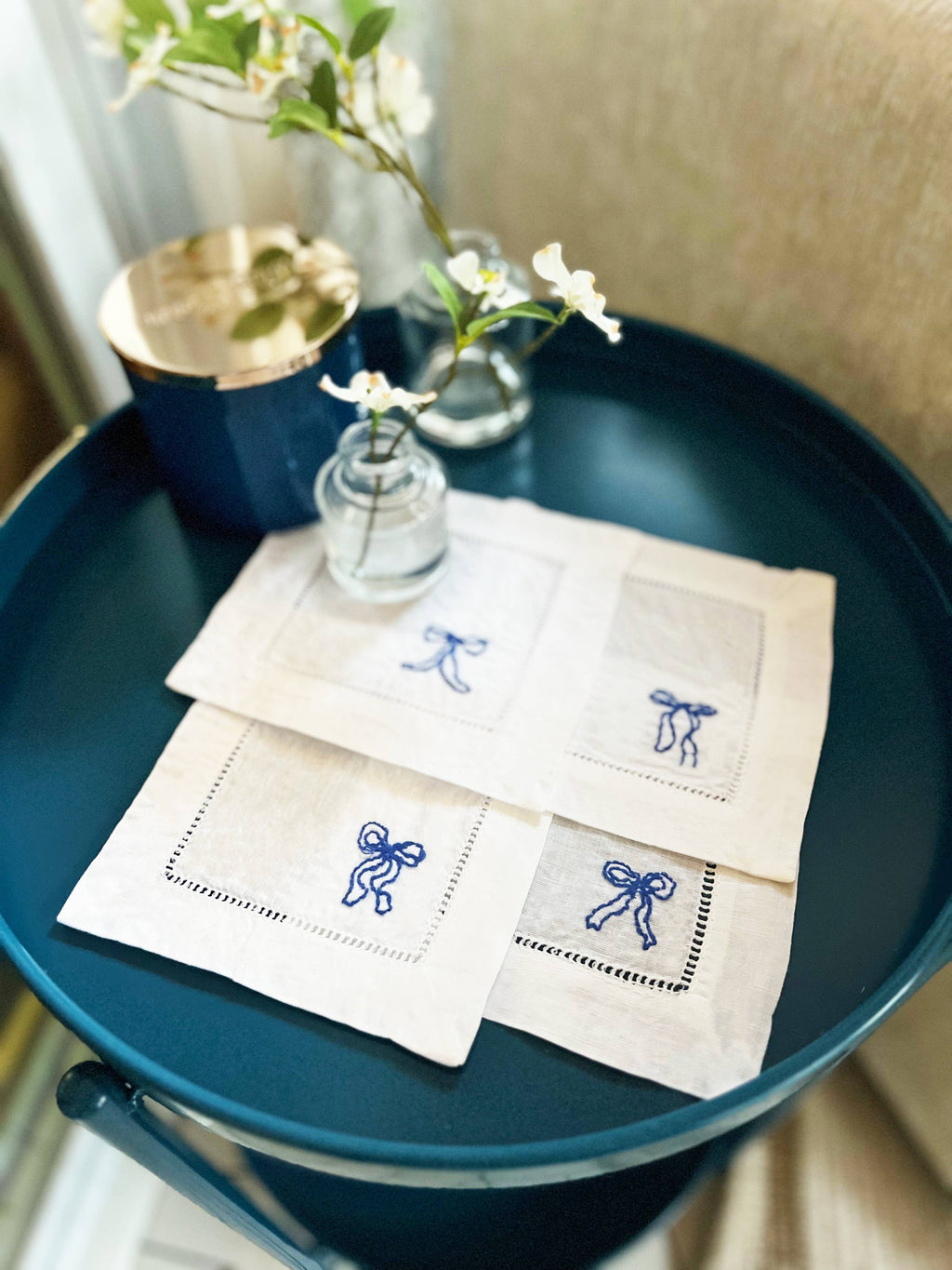 Ribbon Bow Napkins Embroidery Kit