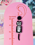 Black Cat Clock Handmade Acrylic Earrings & Keychains