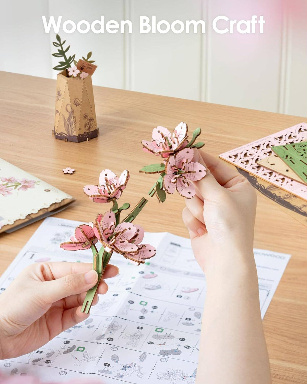 3D Wooden Flower Puzzle: Sakura
