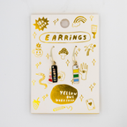 Colors Swatch Book Earrings - Artsy Gold Colorful Jewelry