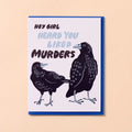 Murder True Crime Halloween Crows Letterpress Greeting Card
