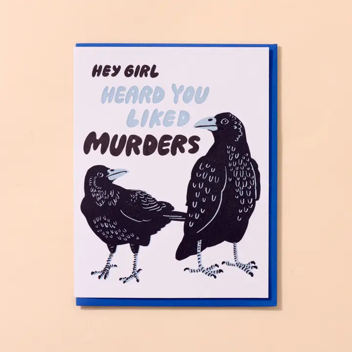 Murder True Crime Halloween Crows Letterpress Greeting Card