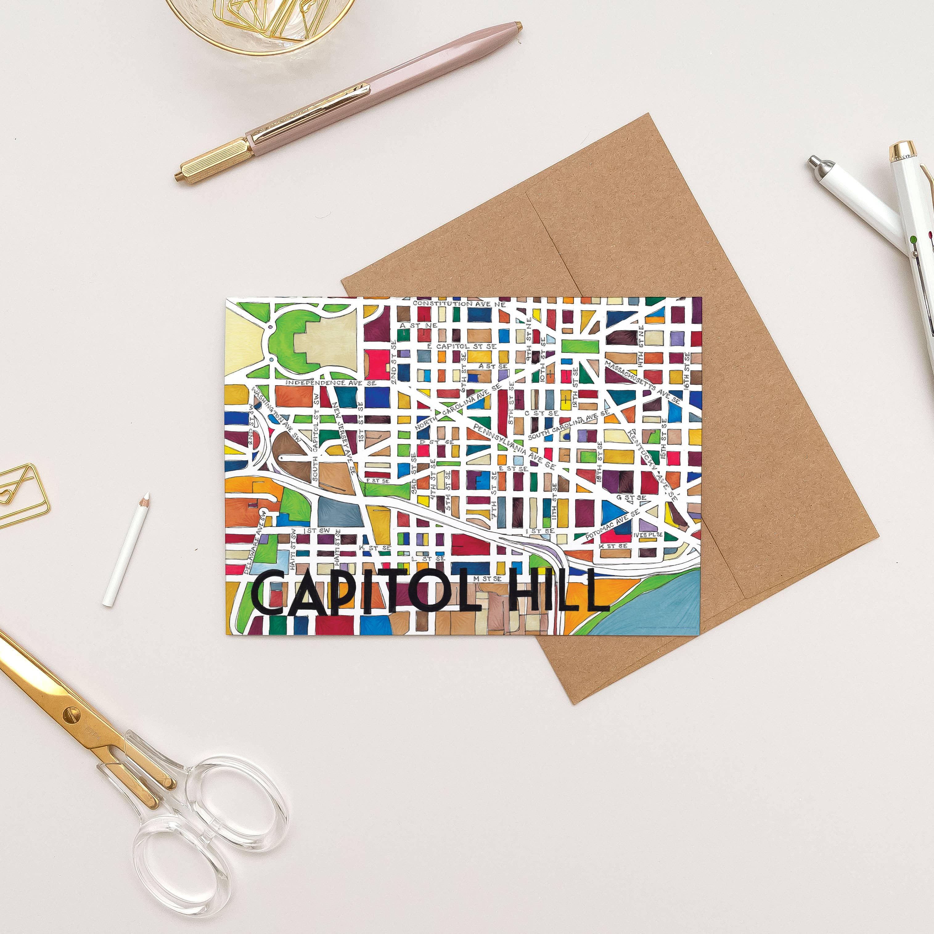Capitol Hill Map Art Greeting Card