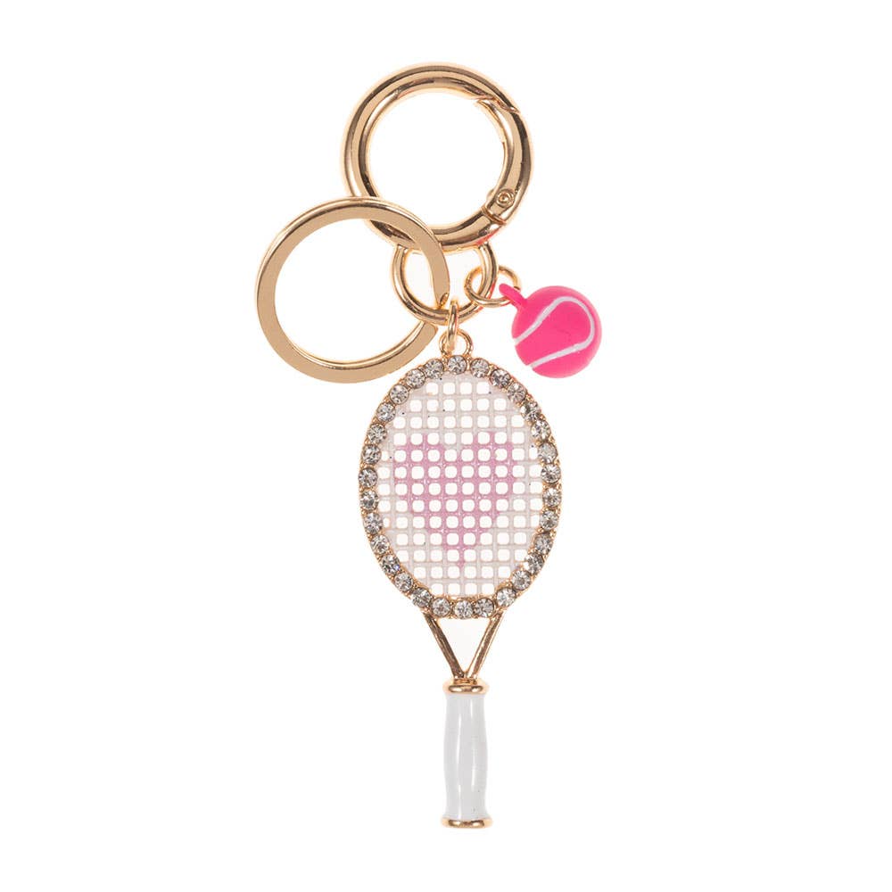 Rainbow / Heart Tennis Locket Ball Keychain / Bag Charm