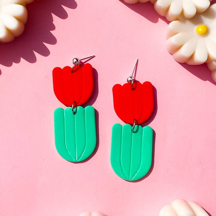 red tulip earrings