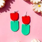 red tulip earrings