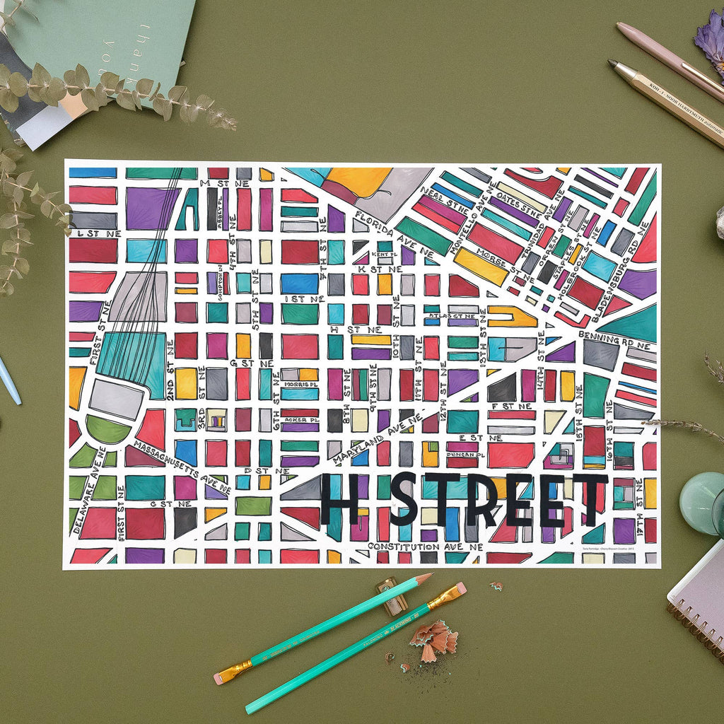 H Street Map Art Print
