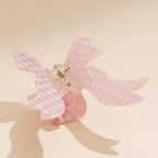 Bow-Shaped Checkered Acetate Hair Claw Clip