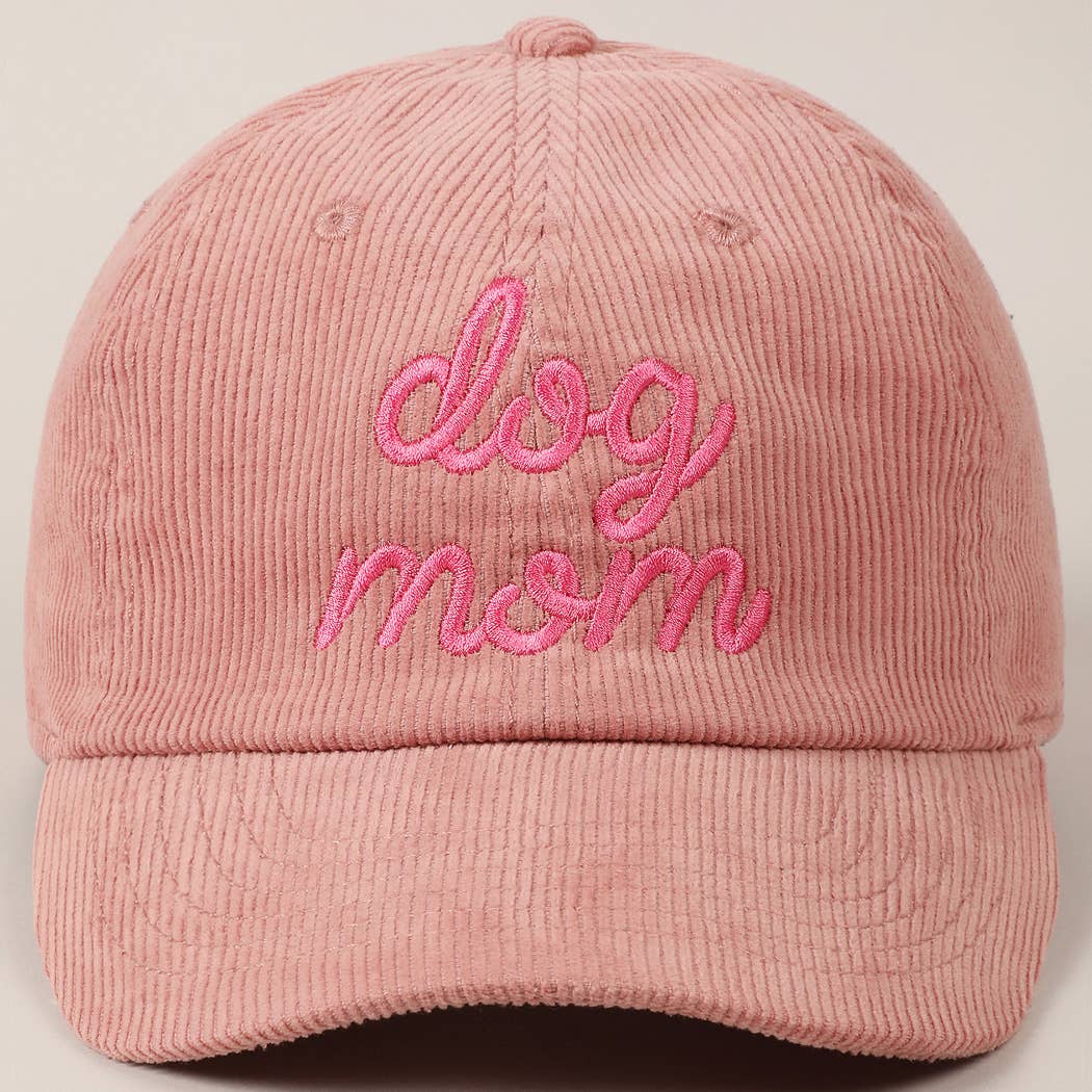 Dog Mom Text Solid Color Corduroy Baseball Cap