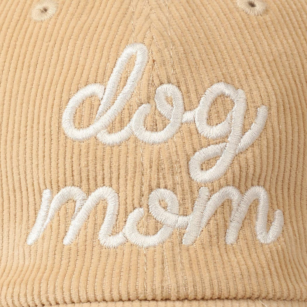 Dog Mom Text Solid Color Corduroy Baseball Cap