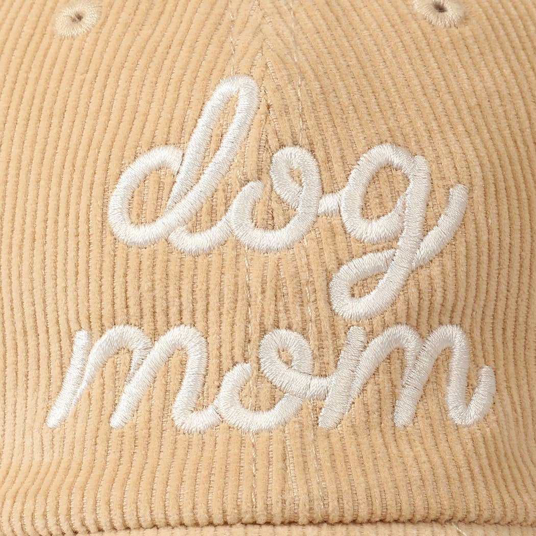 Dog Mom Text Solid Color Corduroy Baseball Cap