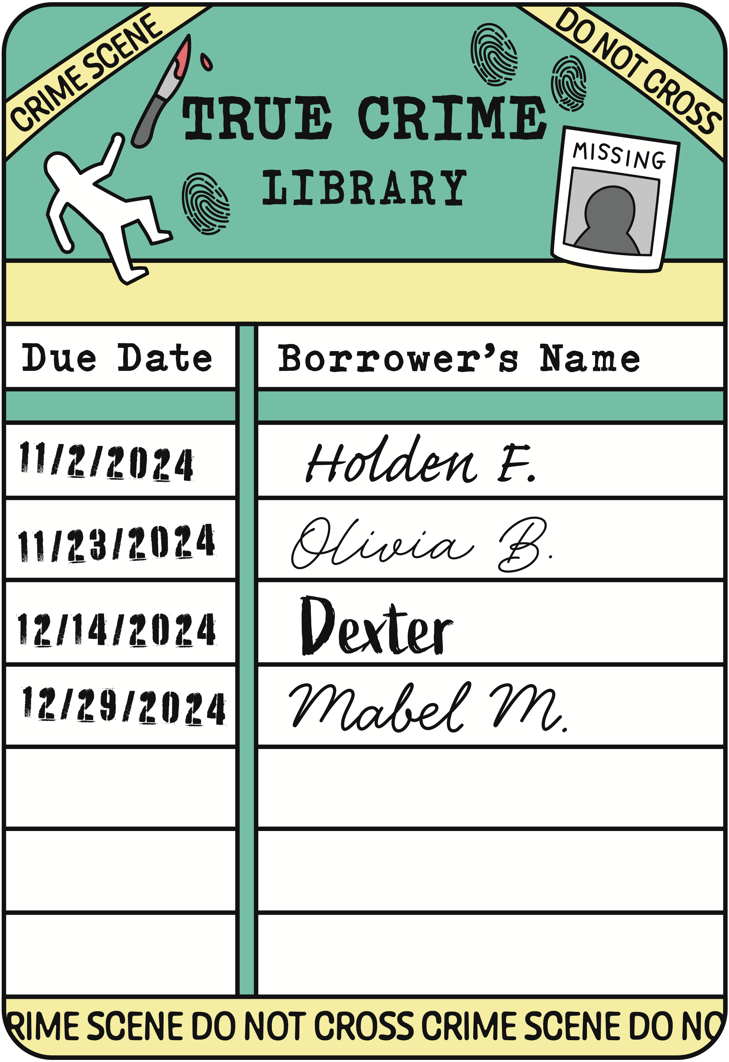Library Dues Cards Bookish Tropes Book Plates