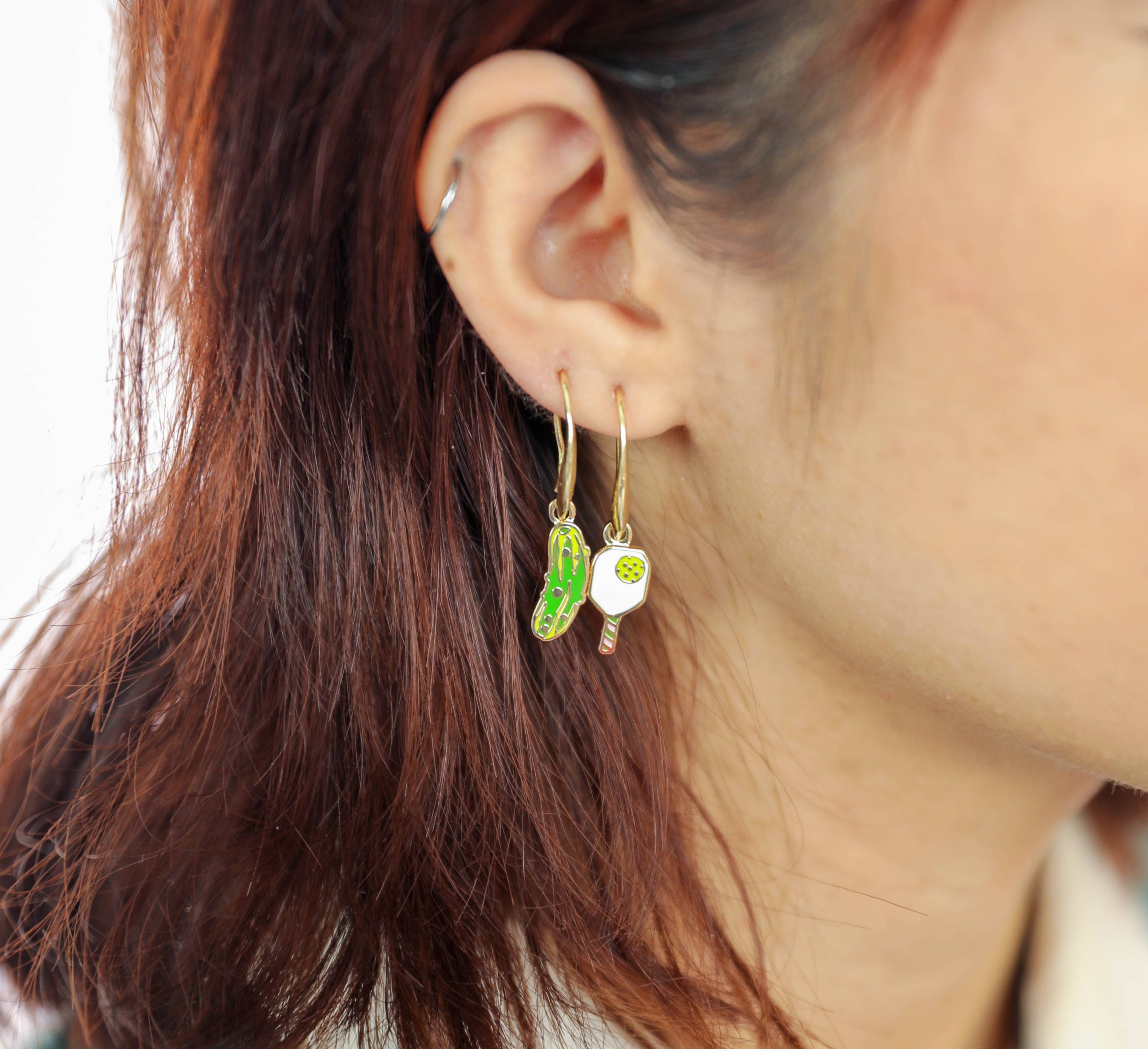 Pickleball Earrings - Gold Sporty Statement Jewelry