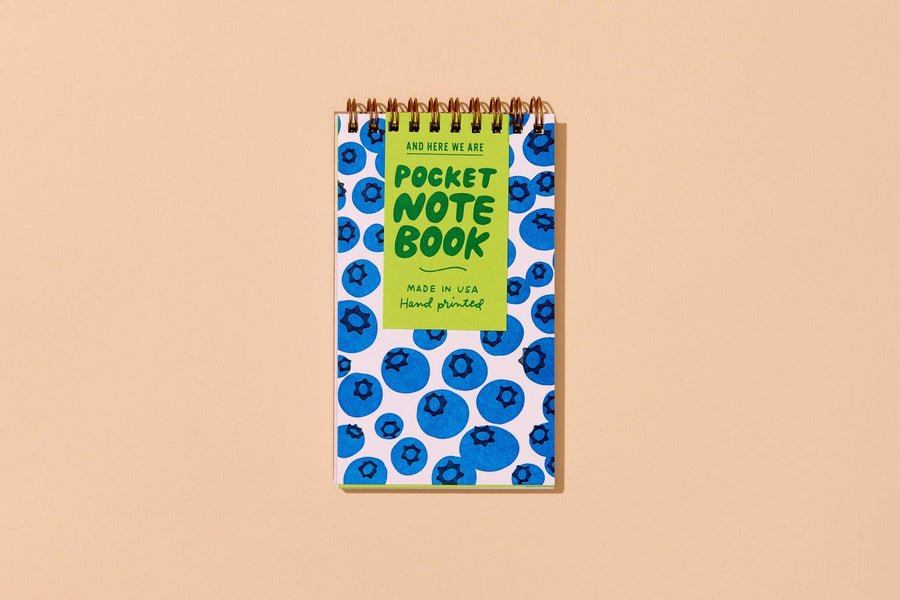 Blueberries Letterpress Spiral Pocket Size Notebook