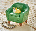 Orange Cat Chair Lidded Trinket Box Earthenware Everyday