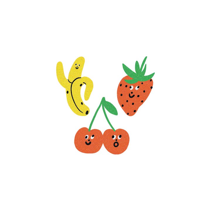Glitter Fruit Faces Tattoo Pair *New F25