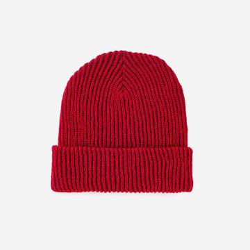 Simple Rib Knit Beanie- Ruby Red