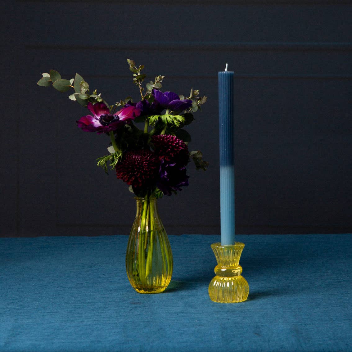 Yellow Glass Dinner Candle & Tealight Holder | Summer Gifts |