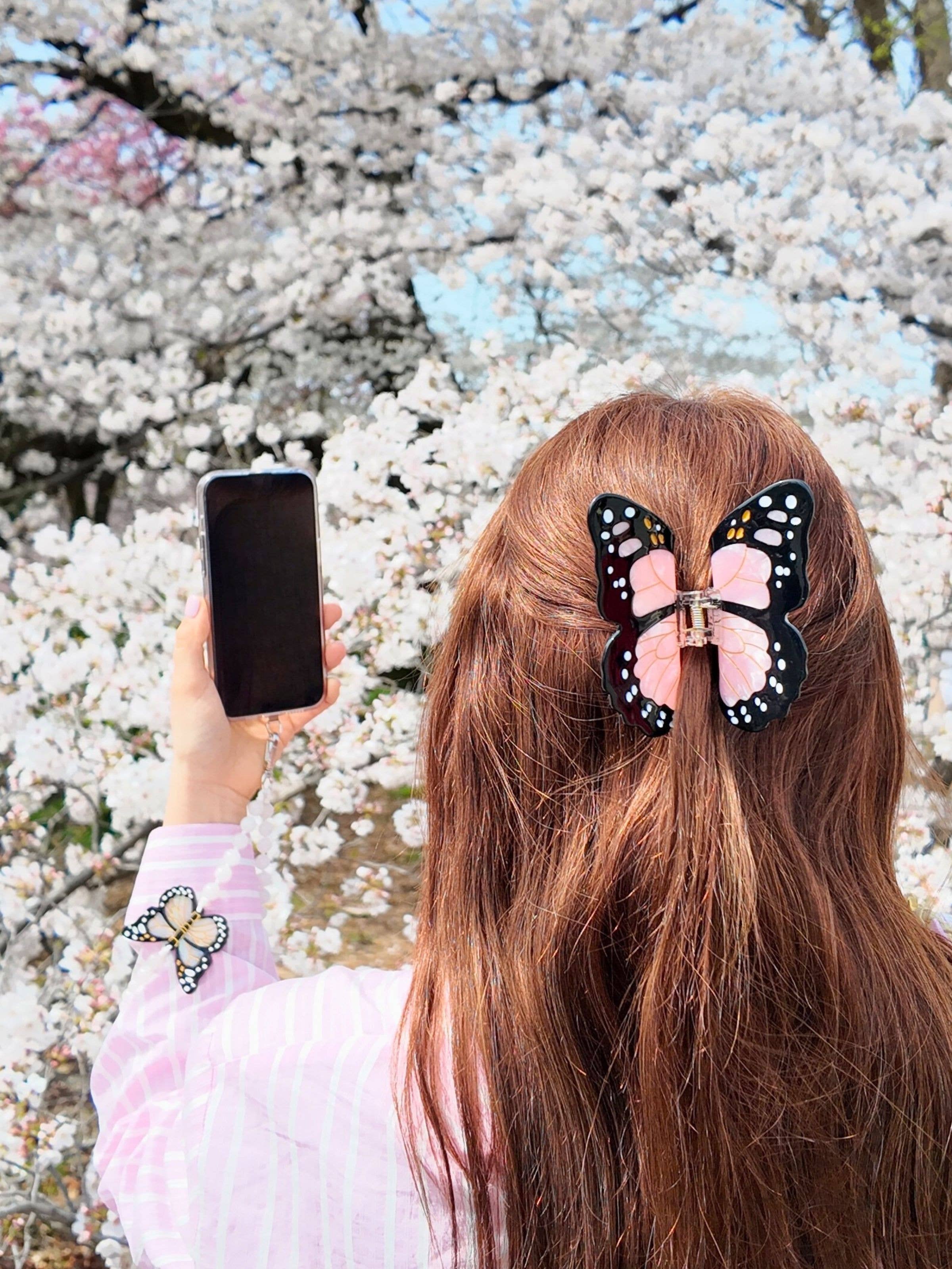 Hand-painted Monarch Butterfly Claw Hair Clip