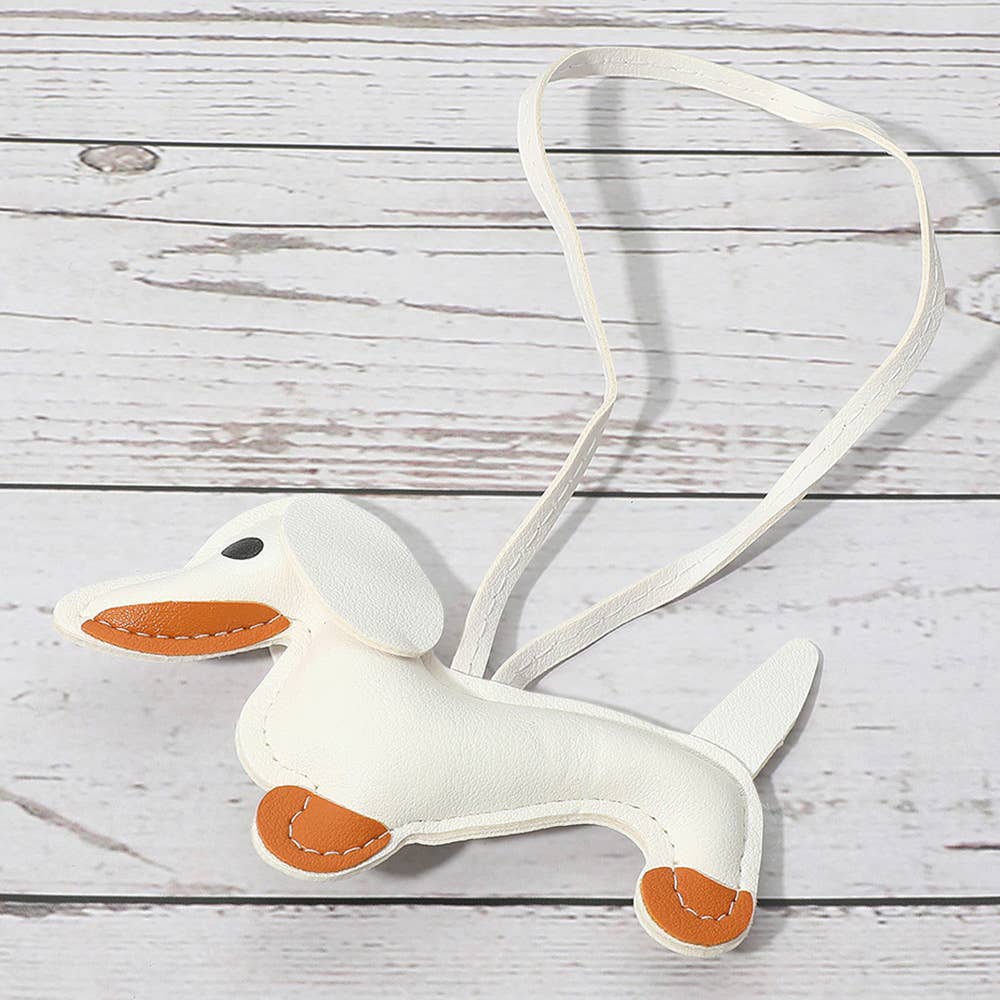 Faux Leather Dachshund Dog Bag Charm