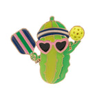 Enamel Funny Pickle Pickleball Player Pin Brooch
