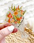 Clear Bouquet in Newspaper Sticker 3.5x2.5in