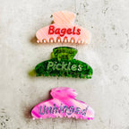 Pickles word Rhinestone Hair Claw clip novelty accessories