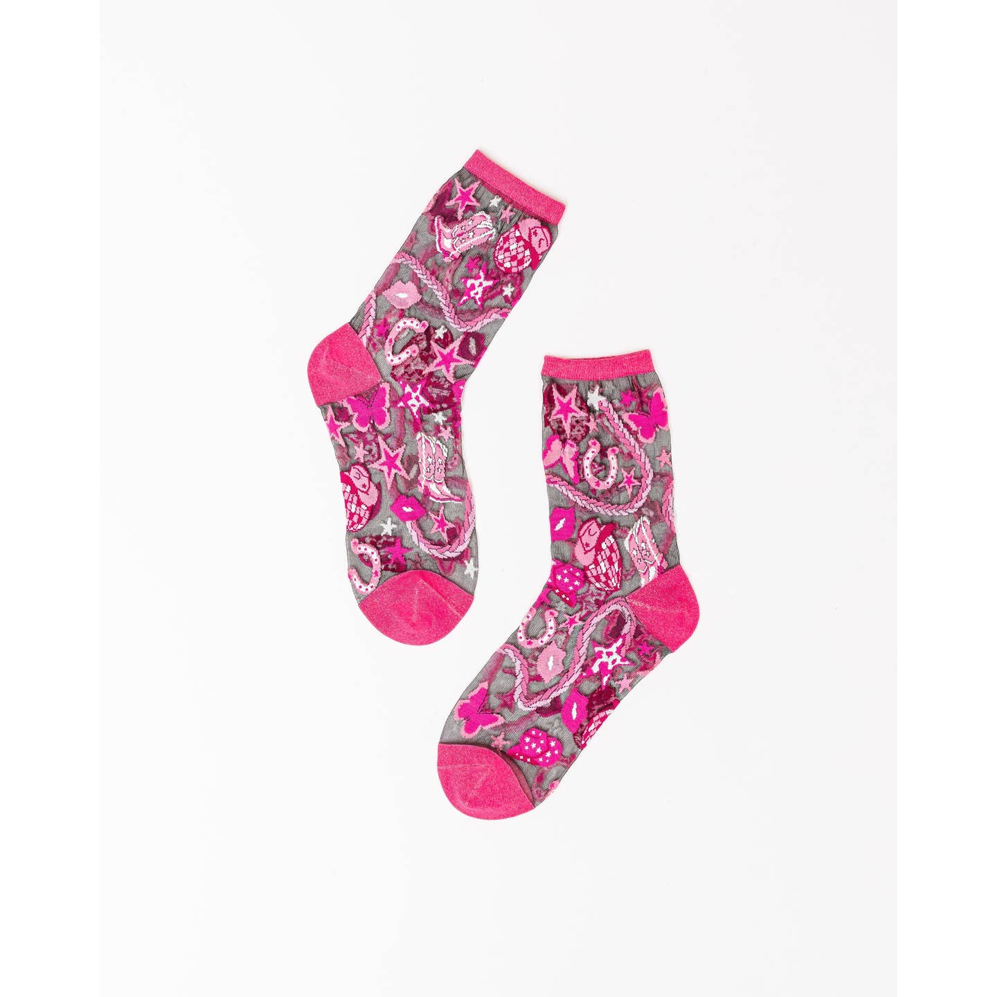 Disco Barbie Black Sheer Crew Socks