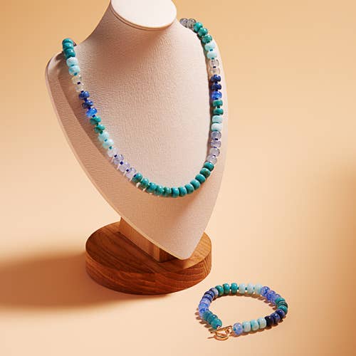 Flat Round Resin Bead Ombre Mixed Stretch Bracelet
