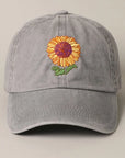 Sunflower Embroidery Baseball Cap Hat