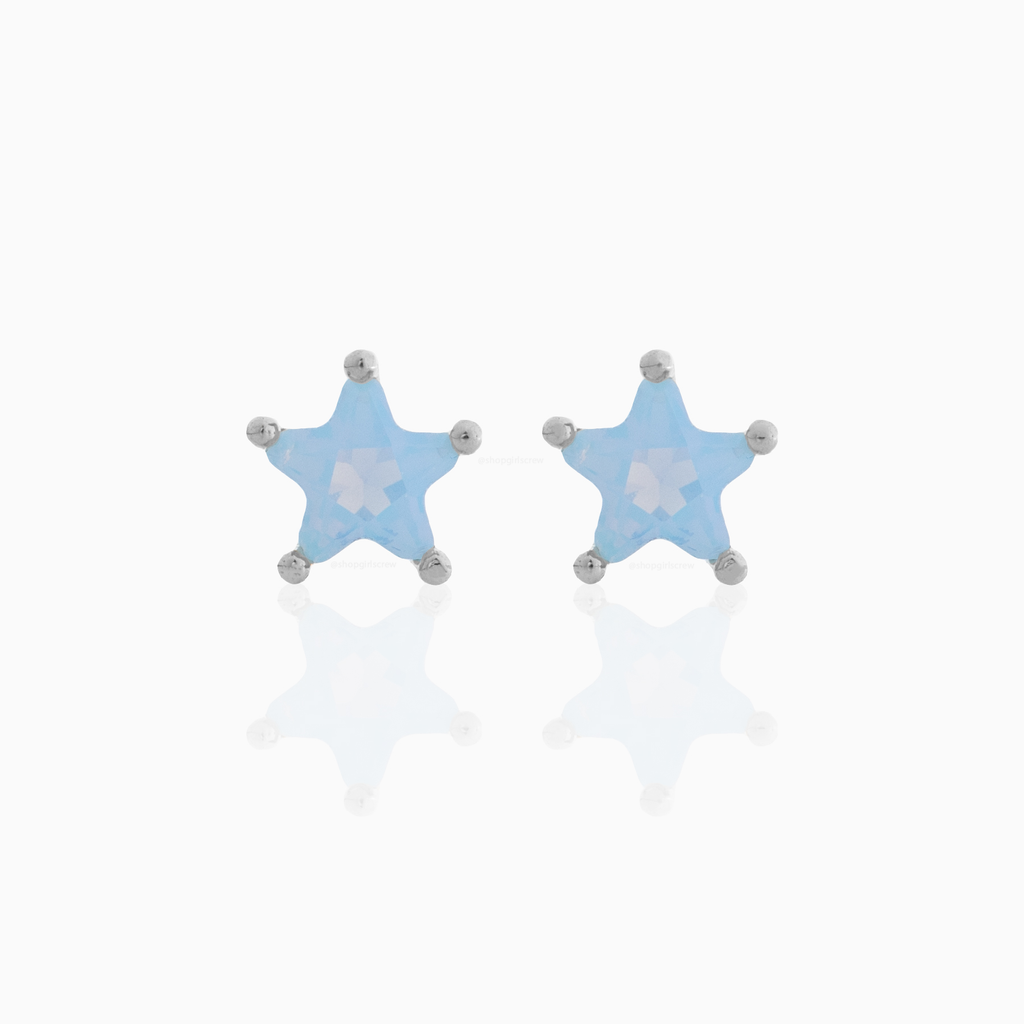 Milky Blue Star Studs