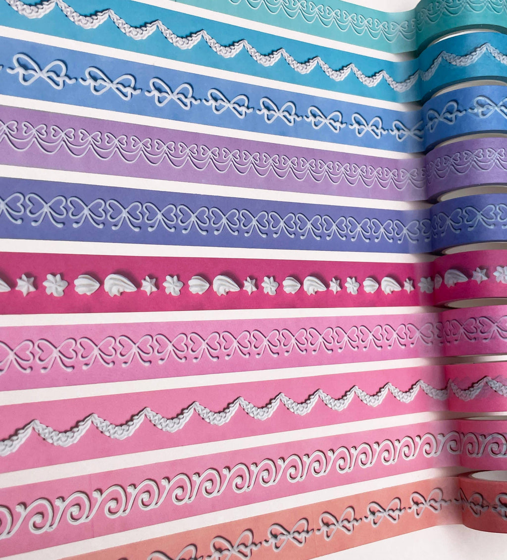 Frosting Washi Tape 20mm - Pink with White Swags