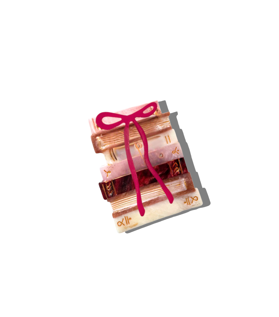 Hand-painted Bow Bookstack Claw Hair Clip | Eco-Friendly