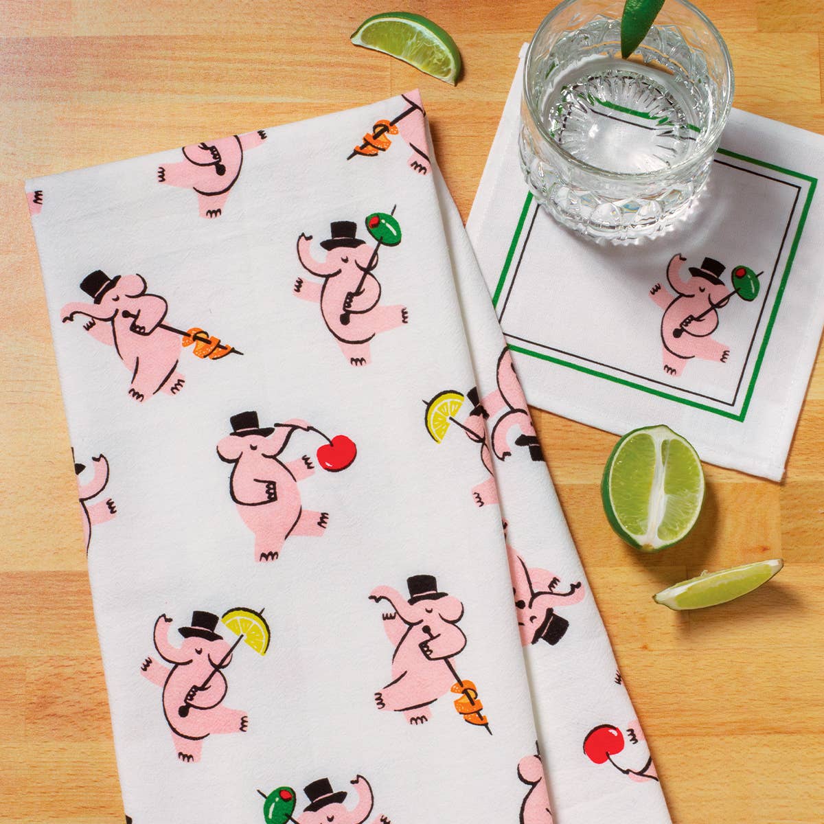 Pink Elephants Cocktail Napkin Set