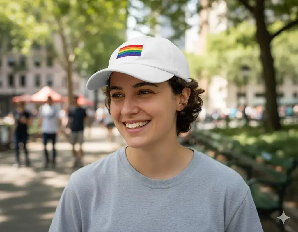 Rainbow Flag Baseball Hats in White
