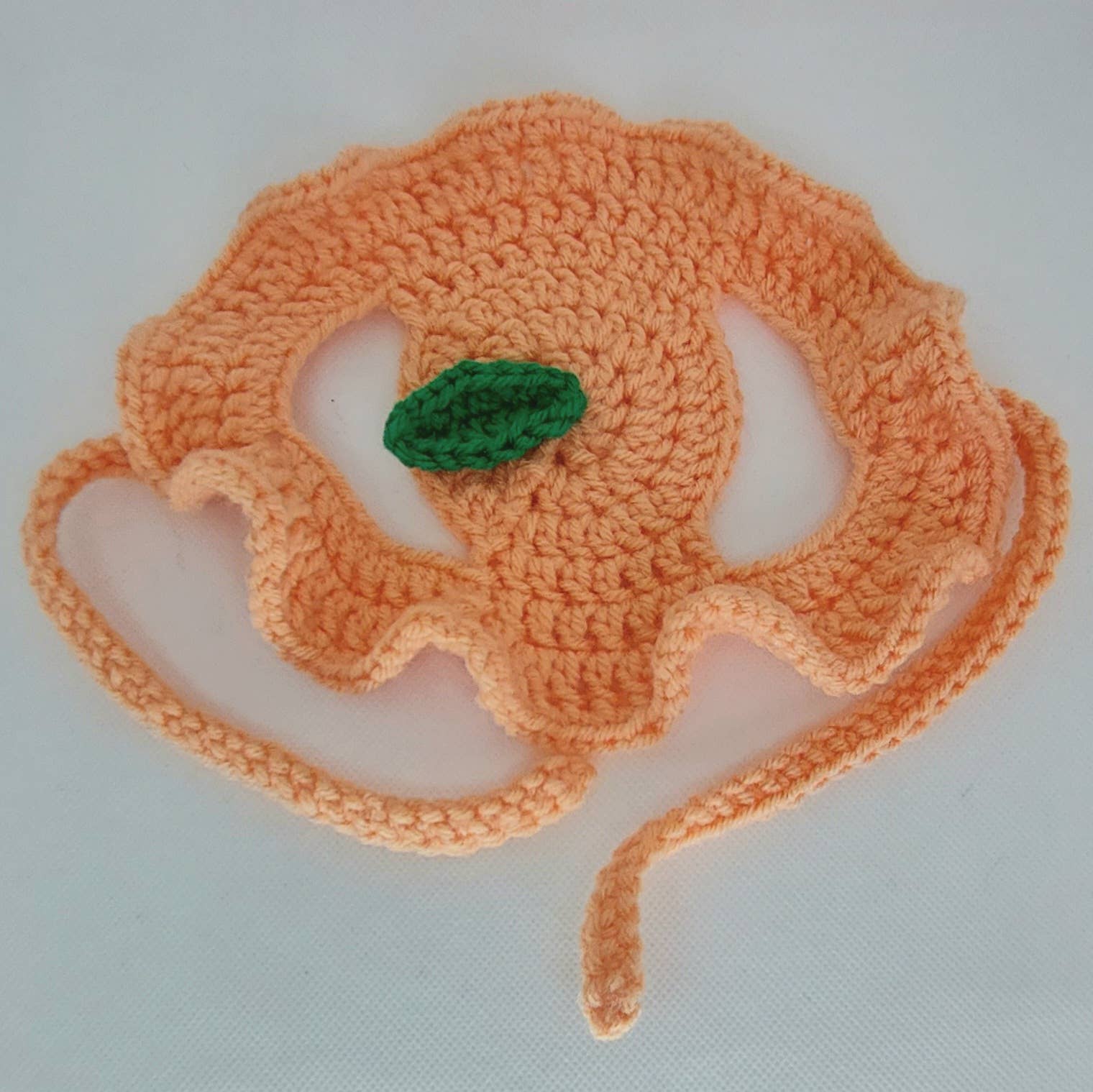 Crochet Peach Hat - Cat Bonnet - Pet Hat