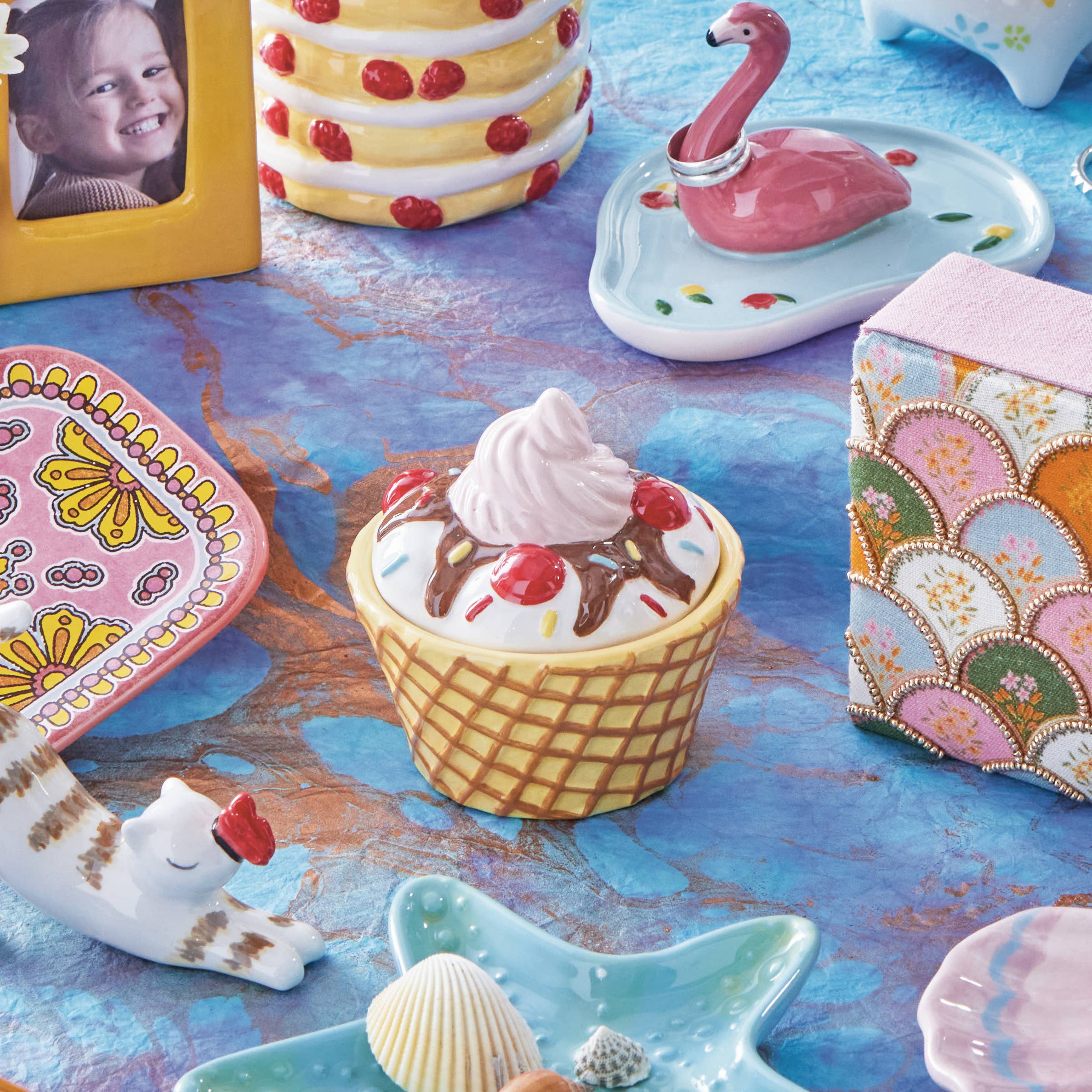Raspberry Cake Earthenware Decorative Trinket Box Multi