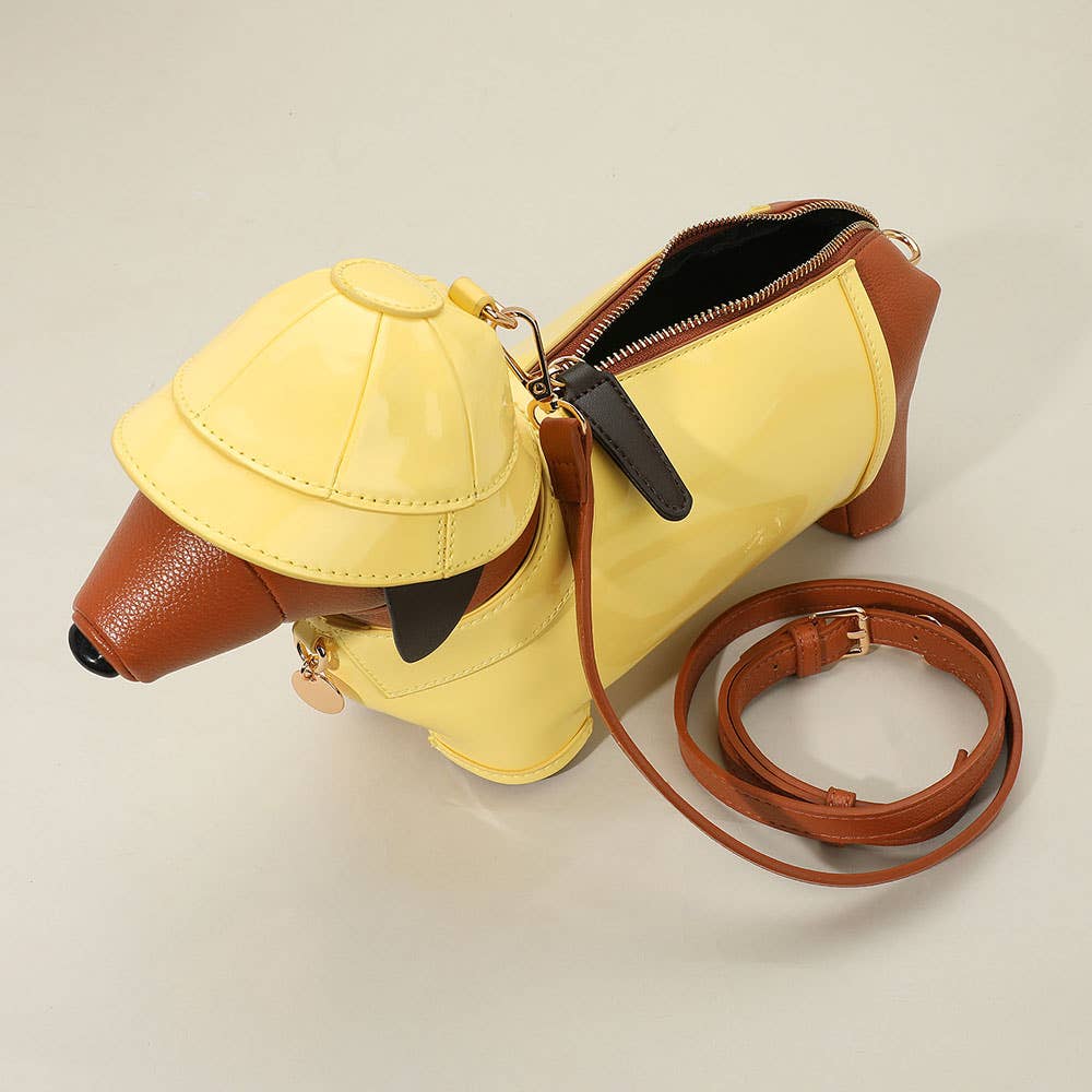 Faux Leather Raincoat Puppy Crossbody Bag