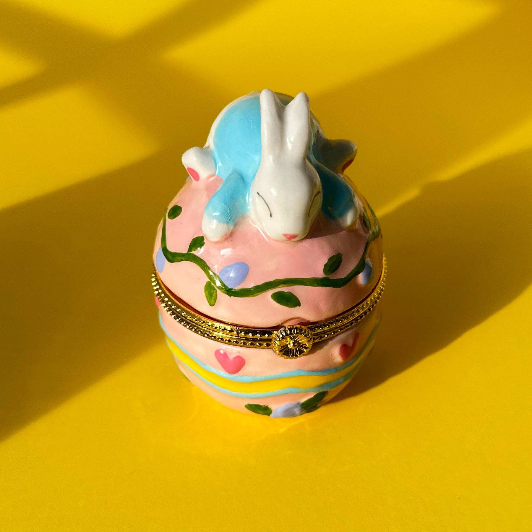 Bunny Egg Hand Painted Trinket Box