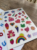 Glitter Y2K Retro Stickers for Scrapbooking & Journaling