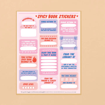 Spicy Book Plate Sticker Sheet