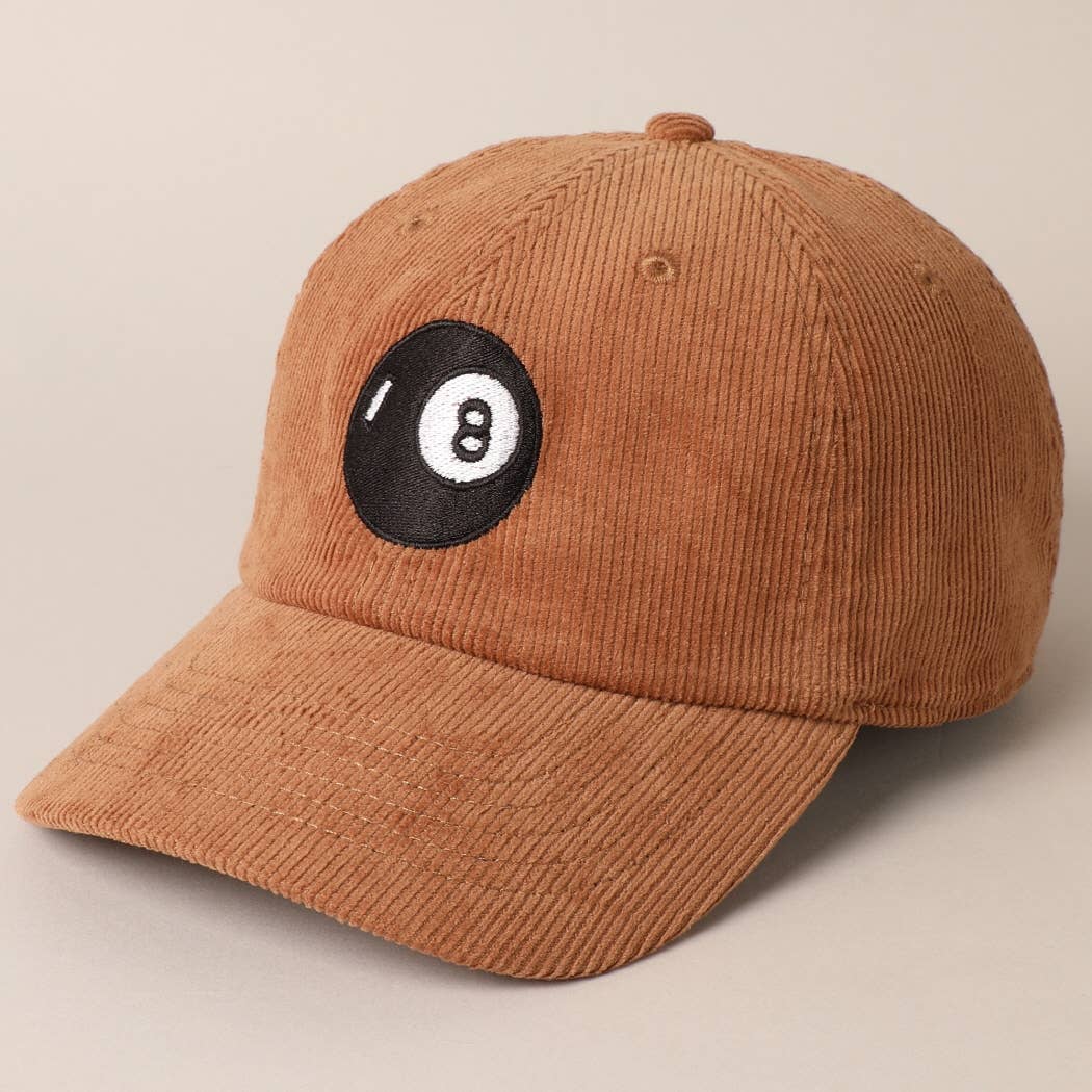 8 Ball Embroidered Corduroy Cap