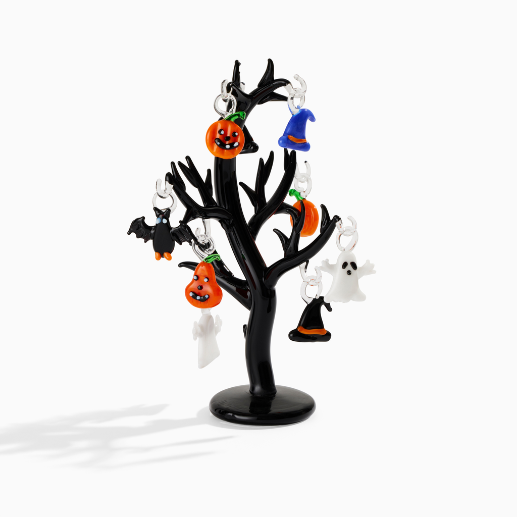 Halloween Glass Tabletop Tree with Ornaments