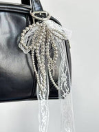 Lace Bow Pearl Keychain Bag Charms DP25B558