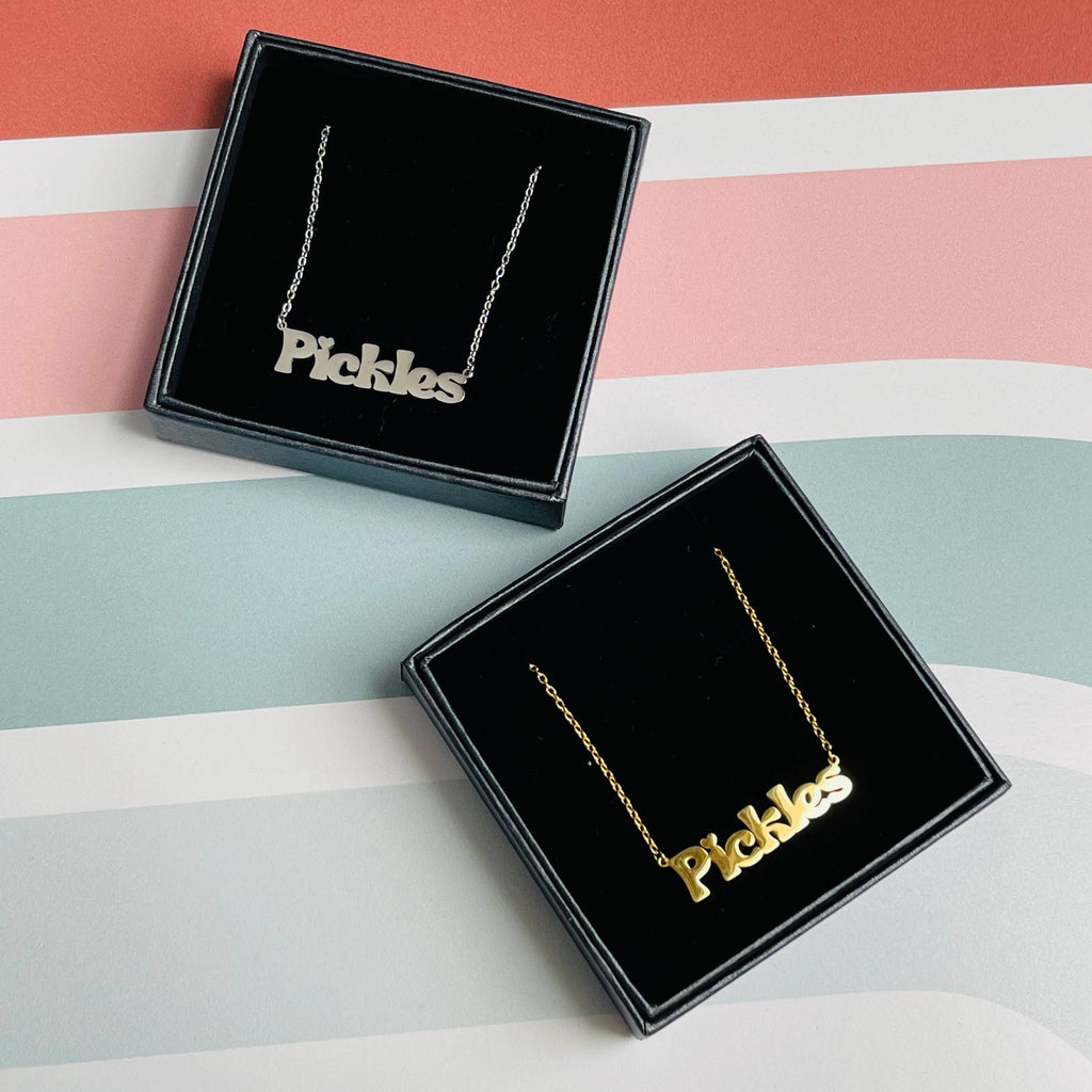 Pickles word Necklace stainless steel silver or gold food