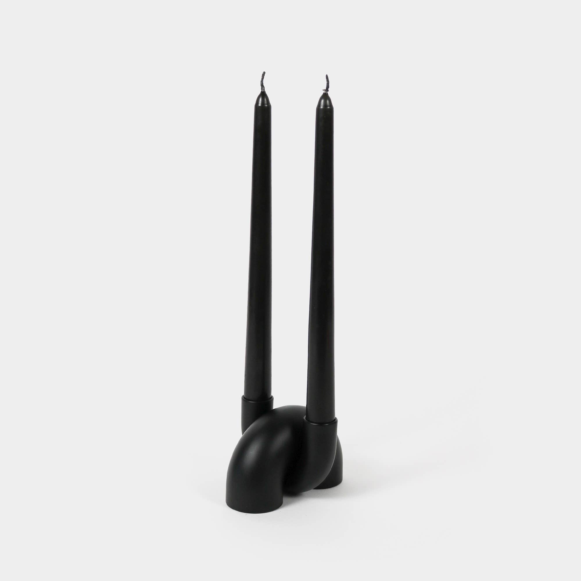 Macaroni 2-in-1 Candleholder - Tapers & Tealights - Black