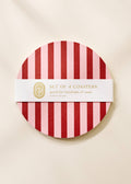 Pink and Maroon Striped Coaster - Set of 4